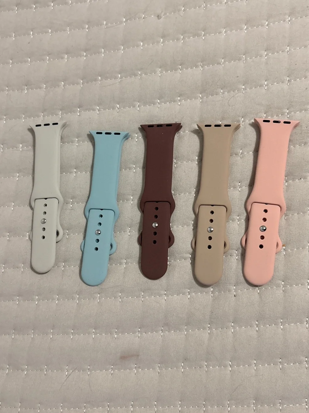 5 New Apple Watch Silicone Sport Bands  - Pastel Mix